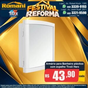 Festival da Reforma — Armário para Banheiro plástico com espelho Tivoli Herc por R$ 43,90