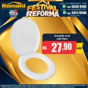 Festival da Reforma — Assento sanitário oval soft close Herc por R$ 27,90
